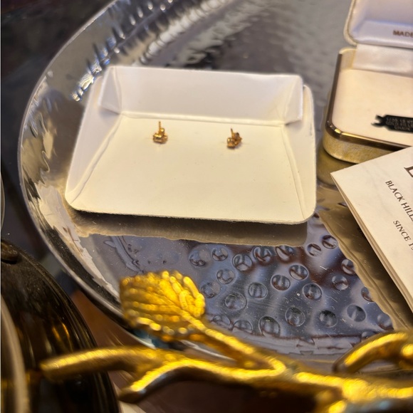 Landstrom's Gold Cross Earrings with Pink Accents - Picture 4 of 8